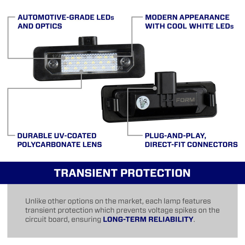 Ford Mustang License Plate Lights - Rear - FORM Lighting - LED - Cool White - 2010